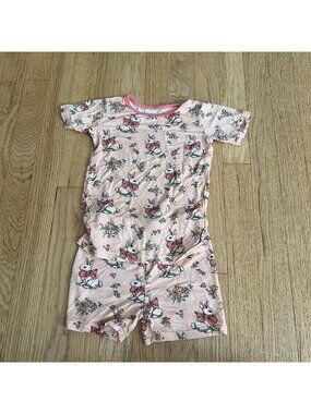 Little One Shop Pink Bunny Short Sleeve Shorts Bamboo Pajama Set Girl's Size 3T
